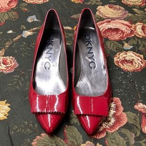 DKNYC Red Patent Leather Pointed Toe Heels